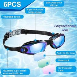 Flutesan Paquete de 6 gafas de natación para adultos