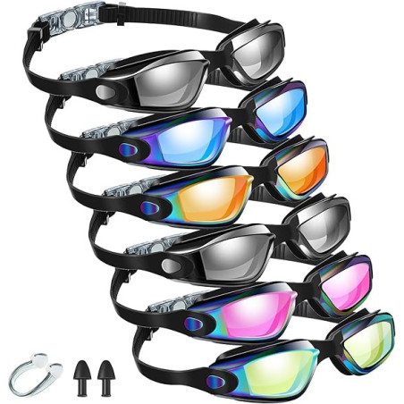 Flutesan Paquete de 6 gafas de natación para adultos