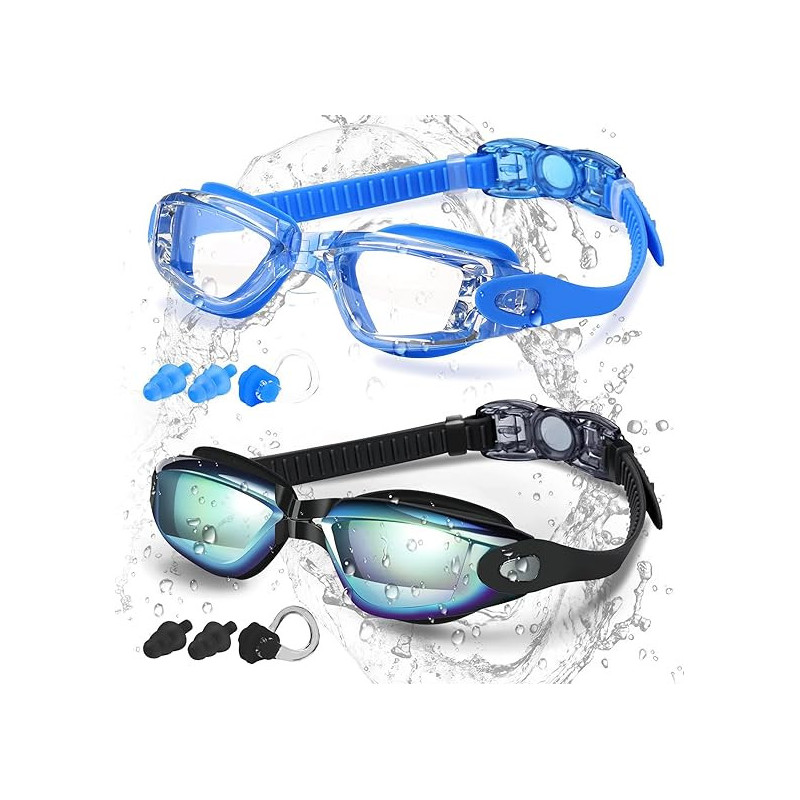 COOLOO Gafas de natación, paquete de 2 gafas de natación para hombres y mujeres