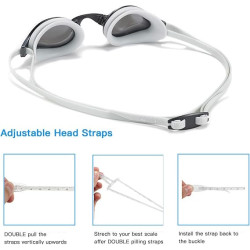 PHELRENA Gafas de natación, con correa para la cabeza