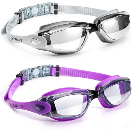 Keary Paquete de 2 gafas de natación antivaho para adultos