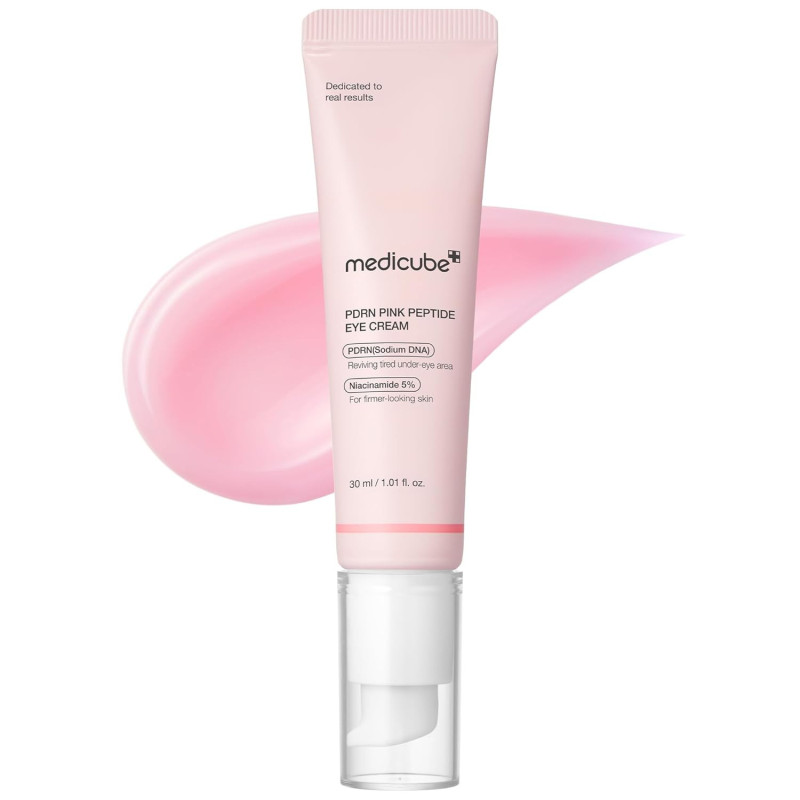 medicube Salmon DNA PDRN - Suero de ojos con péptido rosa con niacinamida y retinol de pureza del 99% para líneas finas