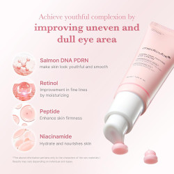 medicube Salmon DNA PDRN - Suero de ojos con péptido rosa con niacinamida y retinol de pureza del 99% para líneas finas