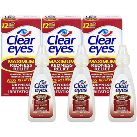 Clear Eyes Gotas para los ojos para aliviar el enrojecimiento máximo