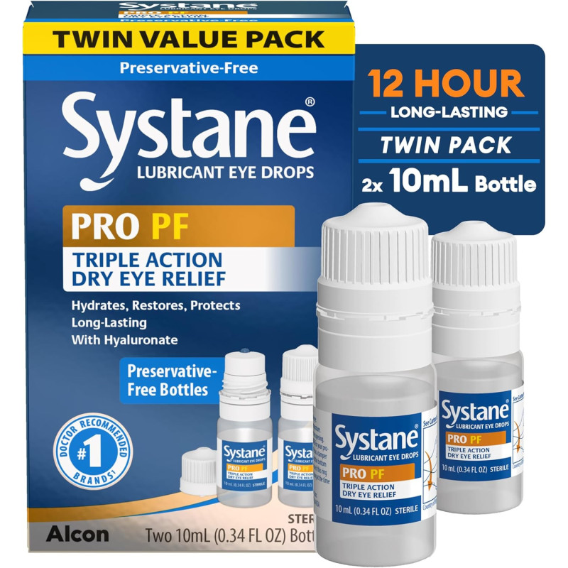 Systane PRO PF - Gotas lubricantes sin conservantes multidosis, 2 unidades