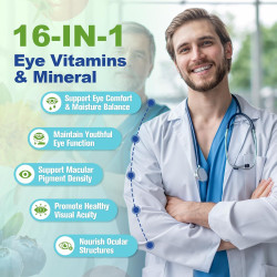 AREDS 2 Vitaminas para los ojos y extracto mineral de arándano Omega-3