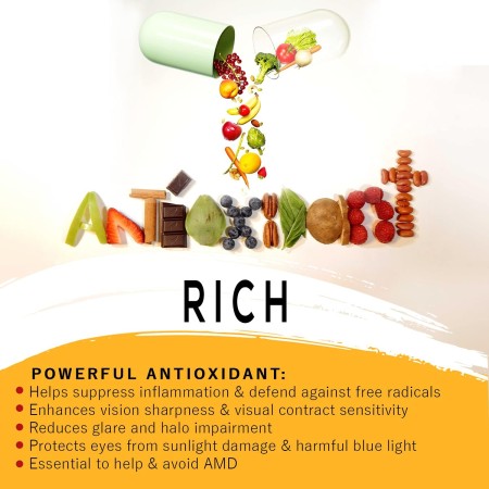 Research Labs Vitaminas para los ojos de absorción mejorada AREDS 2 Plus Fórmula 20 mg de luteína, 10 mg de zeaxantina,