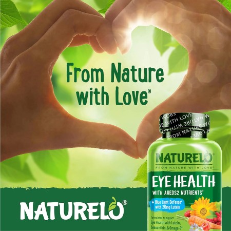 NATURELO Vitaminas para los ojos – AREDS 2 Formula Nutrientes con luteína, zeaxantina, vitamina C, E, zinc y DHA – Suplemento