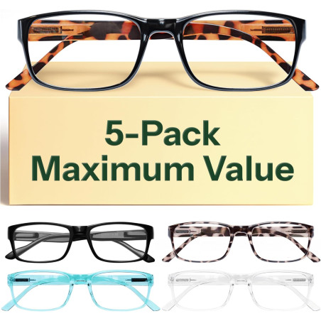 Gaoye - Paquete de 5 lentes de lectura con bloqueo de luz azul