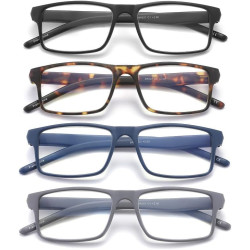 Paquete de 4 lentes de lectura con bloqueo de luz azul para hombres y mujeres