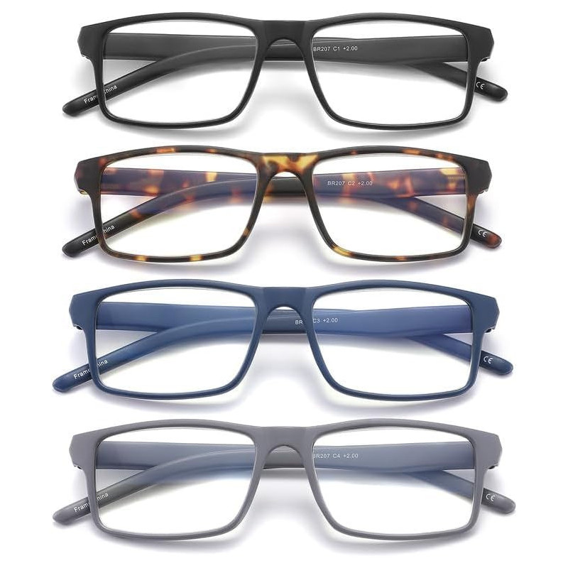 Paquete de 4 lentes de lectura con bloqueo de luz azul para hombres y mujeres