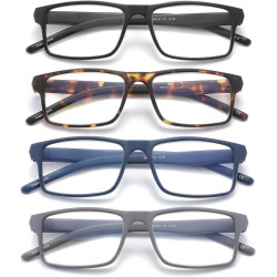 Paquete de 4 lentes de lectura con bloqueo de luz azul para hombres y mujeres