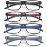 Paquete de 4 lentes de lectura con bloqueo de luz azul para hombres y mujeres